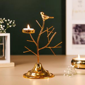 Gold Brass Bird Tree T-Light Candle Holder Decorative <b>Tea</b> Light <b>Stand</b> for Home Decor Table Centerpiece - Product Image 6