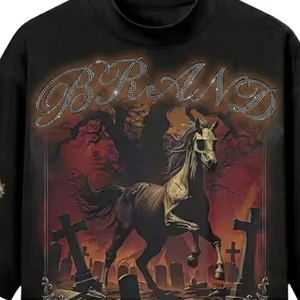 เสื้อยืดโอเวอร์ไซส์ลายกราฟิกประดับเพชร แบรนด์ Glory Custom ผ้าฝ้าย 100% เนื้อนุ่ม แขนสั้น สไตล์ดิสเทรส สำหรับทุกเพศ - Product Image 3