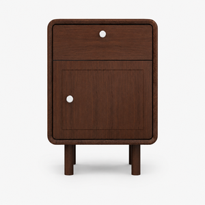 Teak <b>Wood</b> Nightstand Retro Style Bedside Cabinet with Drawer - Product Image 1