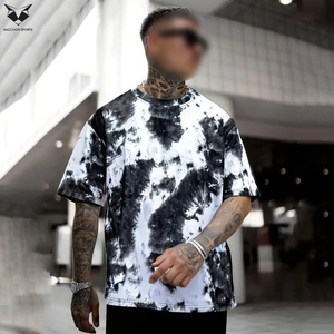 Camisetas de Hombre 100% Algodón, Tie-Dye Degradado, Manga Corta, Cuello Redondo, Casual, Negro y Blanco, Corte Holgado, Tallas Grandes - Product Image 2