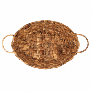 Panier ovale tressé en jacinthe d'eau personnalisable avec poignées, plateau de rangement domestique écologique, organisateur rustique pour la maison - Product Image 2