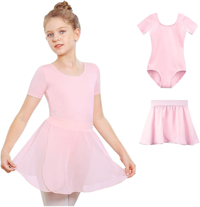 Nouvelle Arrivée Ensemble 3 Pièces Robe de Danse Ballet avec Logo en Coton pour Enfants, Tenue de Scène et d'Entraînement, Collants de Gymnastique pour Filles Ballerines - Product Image 1