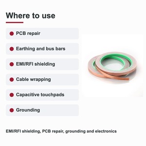 TECHINSTRO เทปทองแดงนำไฟฟ้า 6 มม. x 15 ม. พร้อมกาวนำไฟฟ้าสำหรับป้องกัน EMI ซ่อมแซม PCB สายดิน CFT-006 - Product Image 3