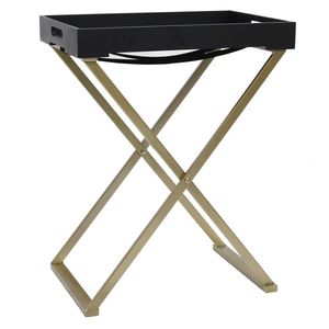 โต๊ะพับเหล็กและไม้เอ็มดีเอฟสีทองและสีดำ ขนาด 18.9x13.4x24.0 นิ้ว - Product Image 2