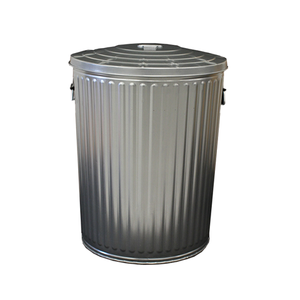 Contenedores de Basura Redondos de Metal de Gran Tamaño, Recipientes para Basura con Tapa y Recubrimiento Blanco para Uso en el Hogar, Jardín y Parque - Product Image 5