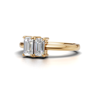 IGI Certified Lab Grown Diamond Toi Et Moi <b>Ring</b> 18K Yellow / White & Rose Gold Emerald Shape Engagement <b>Ring</b> for Women - Product Image 2