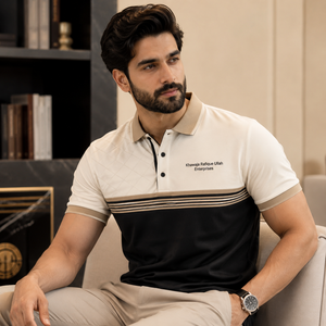 Khawaja Rafique Ullah Enterprises Men's <b>Black</b> 100% Cotton Formal for Shirt Embroidered Logo Full Sleeve Spring Wear Breathable - Product Image 4