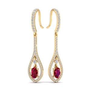 Boucles d'oreilles pendantes REYES en argent sterling 925 avec rubis et moissanite certifiée GRA, bijoux fins pour femmes, prix de gros - Product Image 1