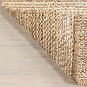 Alfombra de Yute Natural y Blanco Sólido, Tejida a Mano, Estilo Boho Neutral, para Sala de Estar, Dormitorio, Entrada, Decoración de Piso - Product Image 3