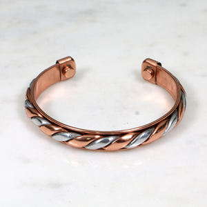 Bracelet de thérapie magnétique en cuivre pur fait à la main – Bracelet de guérison en fil torsadé bicolore pour hommes et femmes - Product Image 5