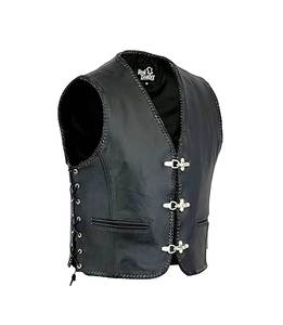 Chaleco de cuero genuino negro sin mangas para hombre, talla S a 3XL - Product Image 1