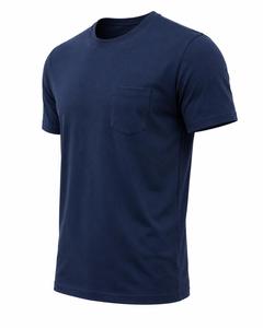 T-shirt décontracté pour homme, coupe classique, col rond, manches courtes, couleur unie, poche poitrine, tissu jersey polyester/coton, séchage rapide - Product Image 2