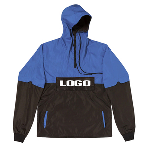Men's Blue <b>Red</b> Black <b>Hooded</b> Windbreaker <b>Jacket</b> Color Blocking Design Regular Fit Sporty Spring Wear Windproof Printed Logo Front - Product Image 3