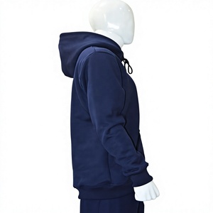 เสื้อฮู้ดซิปผู้ชายสีกรมท่าเข้ม 480 GSM ผ้าฟลีซหนานุ่ม ทรงปกติ มีกระเป๋าหน้า ปักโลโก้แบบกำหนดเอง  ให้ความอบอุ่น สไตล์สตรีทแวร์ ผ้าฝ้าย 100% - Product Image 1