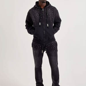 เสื้อฮู้ดดี้ปักคริสตัลแบบกำหนดเอง ผู้ผลิต OEM เสื้อฮู้ดดี้ผ้าฝ้ายฟลีซ ดีไซน์ประดับเพชร สำหรับแบรนด์แฟชั่นและคำสั่งซื้อจำนวนมาก - Product Image 4