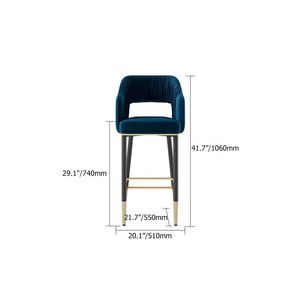 Tabourets de bar rembourrés en velours bleu moderne - Product Image 6