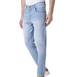 Pantalon en jean extensible coupe slim de qualité supérieure bleu ciel pour hommes, respirant, service OEM, vente en gros - Product Image 2