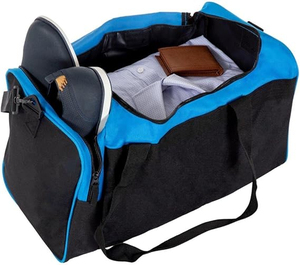 Sac de sport bleu noir avec bandoulière réglable et fermeture éclair, unisexe, décontracté - Product Image 3