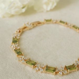 Bracelet en pierre précieuse péridot naturelle, argent sterling 925, plaqué or rose 14 carats, cadeau pierre de naissance d'août - Product Image 1