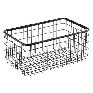 Custom Logo Iron Mesh <b>Storage</b> Decorative <b>Wire</b> <b>Baskets</b> With Wooden Top Edge For Home & Office Design For Fruit And Vegetable - Product Image 5