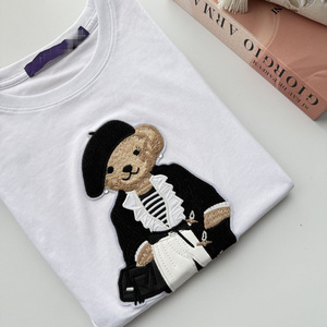 Camiseta de Manga Corta Casual de Primavera/Verano Little Bear 26 para Mujer, 100% Algodón, Bordado 3D con Parches - Product Image 4