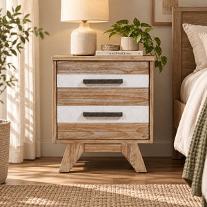 Wholesale <b>Pine</b> Wood 2 Drawer Nightstand Bedside <b>Table</b> Modern Bedroom Storage Cabinet Home Furniture Manufacturer - Product Image 1