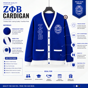 Zeta Phi Beta Winter Acrylic Embroidered Button Women's <b>Cardigan</b> | ZOB Sorority Custom Vintage Anti-Wrinkle <b>Cardigan</b> <b>Sweater</b> - Product Image 5