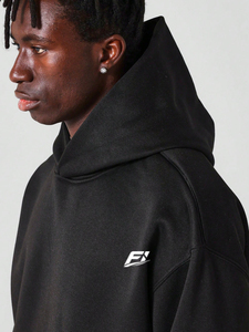 Sweat à capuche unisexe 500 GSM 100 % coton à épaules tombantes pour homme, logo en relief personnalisable, pull épais avec doublure polaire pour l'hiver, couleur unie, USA - Product Image 4