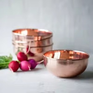 Bol de service en cuivre, plat à nourriture en métal, vaisselle décorative pour restaurant, hôtel, table à manger, banquet de mariage, restauration - Product Image 3
