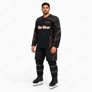 Maillot de hockey sur glace unisexe haut de gamme pour le match, léger, respirant, imprimé par sublimation, en polyester performant, à manches longues - Product Image 2