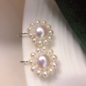 Boucles d'oreilles à clip en perles d'eau douce populaires de 7-8 mm, design simple en silicone, pratique, perles Mantou, bijoux - Product Image 5