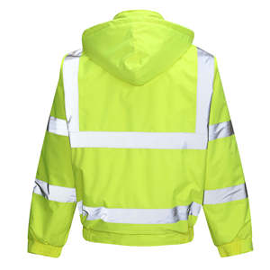 Hi Vis Winter Workwear Safety <b>Jacket</b> with Reflective Stripes-Custom Zipper Cotton Sweatshirt Style for Men LED Flash Waterproof - Product Image 2