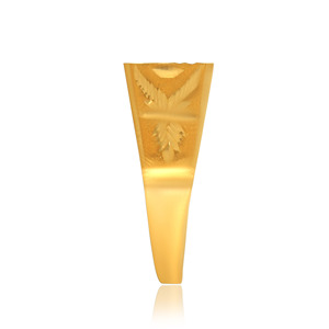 Luxury <b>Men's</b> Rectangular Gold Plated Signet <b>Ring</b> with Floral Engraved Shoulders Classic Statement Fashion Jewelry for <b>Men</b> - Product Image 3