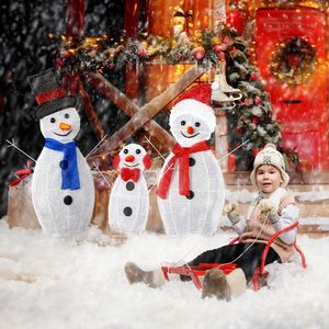 Set di 3 Decorazioni Pupazzo di Neve da 30, 29 e 17 Pollici per Illuminazione Decorativa - Product Image 2