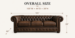 Sofá Chesterfield Tradicional de Cuero Marrón de 3 Plazas con Respaldo Acolchado y Brazos Enrollados, Sofá Clásico para Sala de Estar, Oficina, Vestíbulo de Hotel - Product Image 3