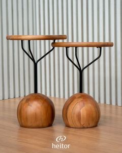 Mesa Auxiliar Redonda de Madera de Mango Sólida, Moderna y Ecológica, para Sala de Estar, Dormitorio, Hogar, Bar, Escuela - Product Image 3