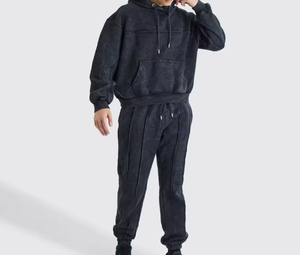 ชุดวอร์มมีฮู้ดสไตล์วินเทจสำหรับผู้ชาย – เสื้อสเวตเชิ้ตโอเวอร์ไซส์และกางเกงจ็อกเกอร์ ชุดสตรีทแวร์ 2 ชิ้น - Product Image 6