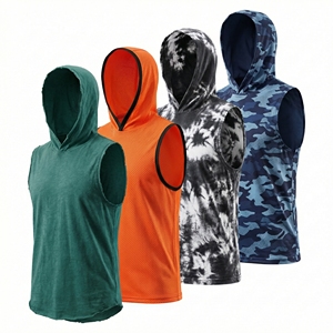 Athletic <b>Workout</b> Casual <b>Hoodies</b> Quick Dry Custom Logo Fitness Solid Color Cotton Gym Short Sleeves men's <b>hoodies</b> - Product Image 4