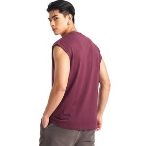 Camiseta sin mangas para hombre, cuello redondo, 100% algodón, chaleco informal ligero con hombros descubiertos y estampado. - Product Image 4