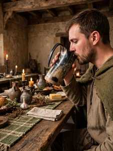 Cuerno Vikingo para Beber con Grabado de Cuervo Nórdico, Copa de Cuerno Medieval - Product Image 2