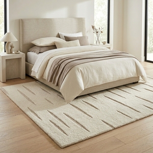 Tapis en laine contemporain abstrait à motifs en relief, fait main, à boucles coupées haute et basse, tufté, sur mesure, vente en gros directe usine - Product Image 6