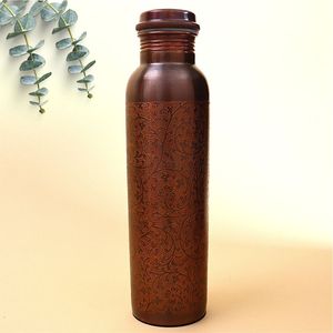 Pure <b>Copper</b> Water <b>Bottle</b> 1000ml Leak Proof Ayurvedic Health Benefits Hammered Glossy Finish Yoga Gym Sports <b>Copper</b> Vessel OEM - Product Image 6
