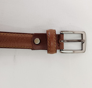 Ceinture tendance en cuir véritable de marque, unisexe, formelle, durable, avec boucle à ardillon et anneau en D - Product Image 2