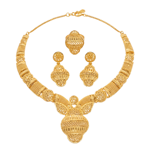Naykk Creations - Juego de Joyería de 3 Piezas con Placa de Collar Sautoir Hecha a Mano, Chapada en Oro de 24K, para Regalo de Boda, Compromiso, Aniversario o Fiesta - Product Image 1