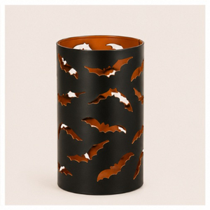 Wholesale Halloween Spooky Bats Metal Hurricane Candle Holder Black Iron Pillar Candle <b>Lantern</b> with Bat Cutout for Home Party - Product Image 5