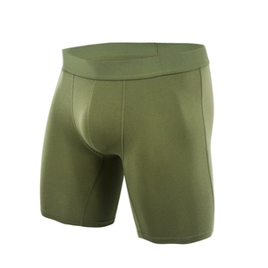Calzoncillos bóxer de cintura media para hombre, color negro sólido, de punto, con spandex y algodón, ropa interior sin costuras, estilo transpirable - Product Image 5