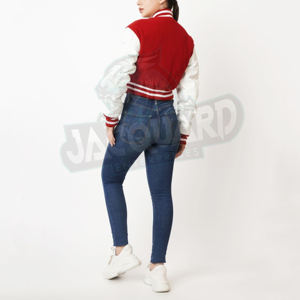 Chaqueta Varsity para Mujer, Estilo Urbano, con Logotipo Personalizado, Tallas Grandes, Chaqueta Varsity Corta de Forro Polar para Invierno, Ropa Casual para Mujer - Product Image 2