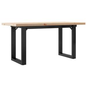 Table basse en bois massif de pin et acier avec structure en O, dimensions 35,4"x15,7"x17,9" - Product Image 6