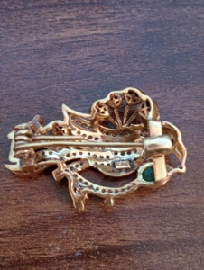 <b>Gold</b> Plated Bird Brooch with Moissanite and Polki Pave Setting Unisex Wedding Fashion Accessory for <b>Clothes</b> - Product Image 4