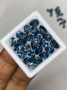 Lot de pierres précieuses naturelles en topaze bleue de Londres facettées, forme poire, de 6x4mm à 10x12mm, pour la création de bijoux - Product Image 3